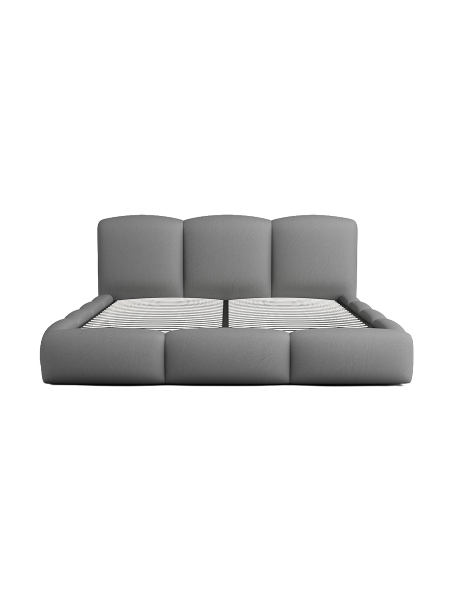
Design Polsterbett „Elvano“ mit Ablagefach, Kunstleder Grau - 140 x 200 cm