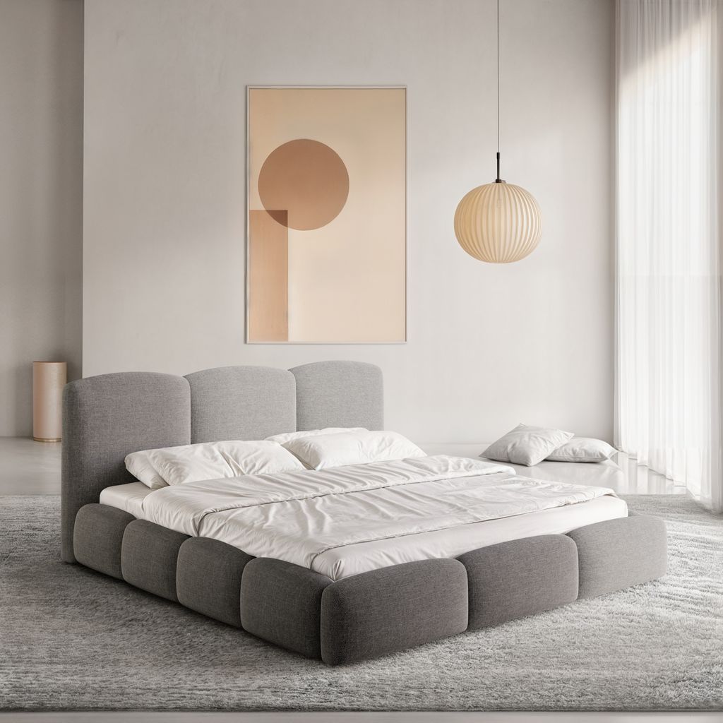 
Design Polsterbett „Elvano“ mit Ablagefach, Webstoff Anthrazit - 140 x 200 cm