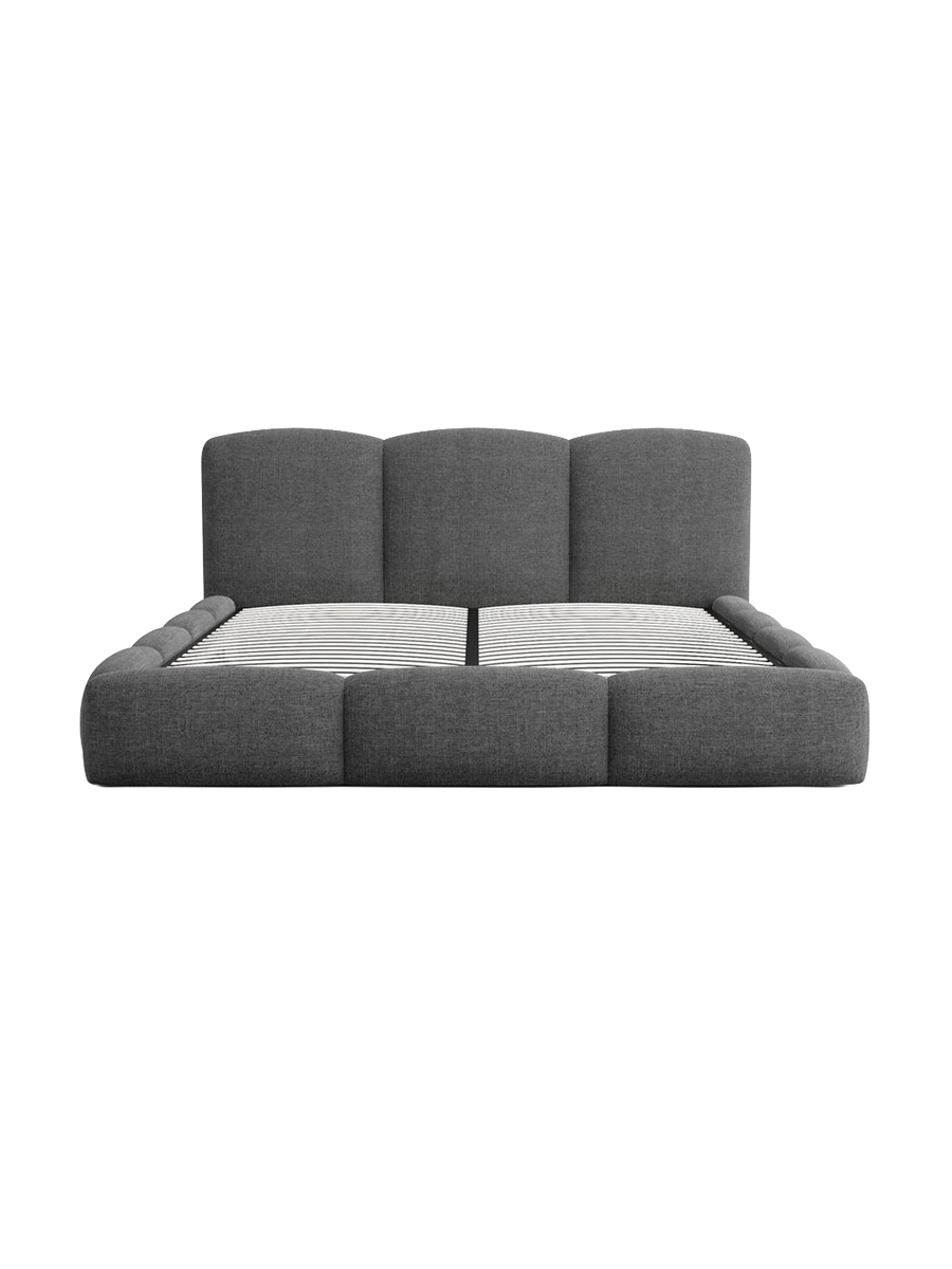 
Design Polsterbett „Elvano“ mit Ablagefach, Webstoff Anthrazit - 140 x 200 cm