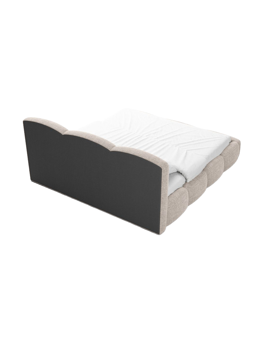 
Design Polsterbett „Elvano“ mit Ablagefach, Webstoff Beige - 140 x 200 cm