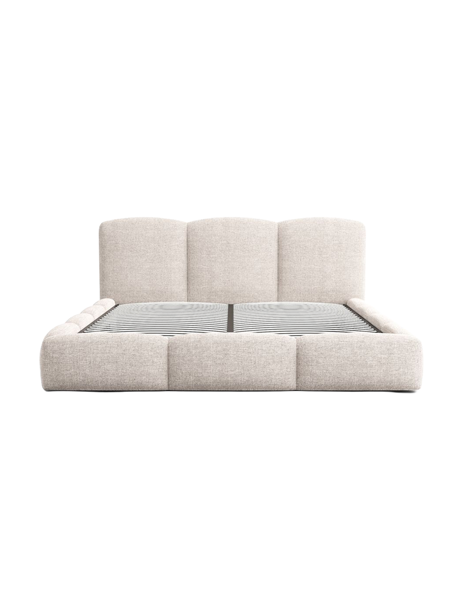 
Design Polsterbett „Elvano“ mit Ablagefach, Webstoff Beige - 140 x 200 cm