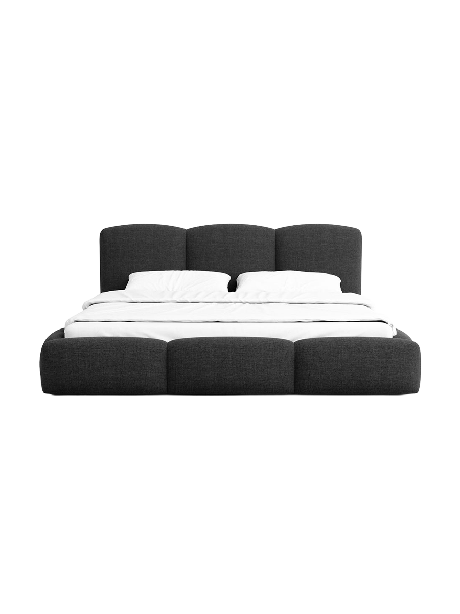 
Design Polsterbett „Elvano“ mit Ablagefach, Webstoff Schwarz - 140 x 200 cm