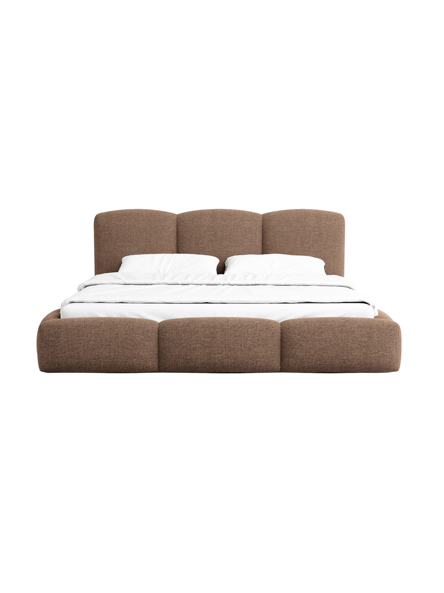 
Design Polsterbett „Elvano“ mit Ablagefach, Webstoff Braun - 140 x 200 cm