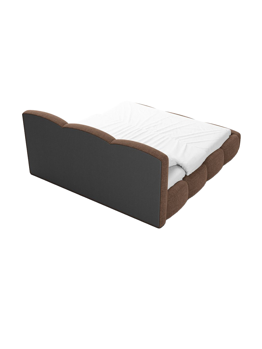 
Design Polsterbett „Elvano“ mit Ablagefach, Webstoff Braun - 140 x 200 cm