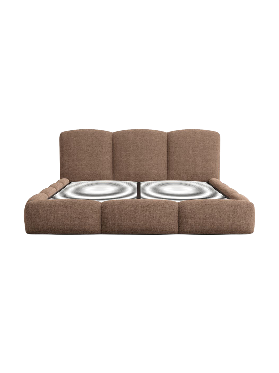 
Design Polsterbett „Elvano“ mit Ablagefach, Webstoff Braun - 140 x 200 cm