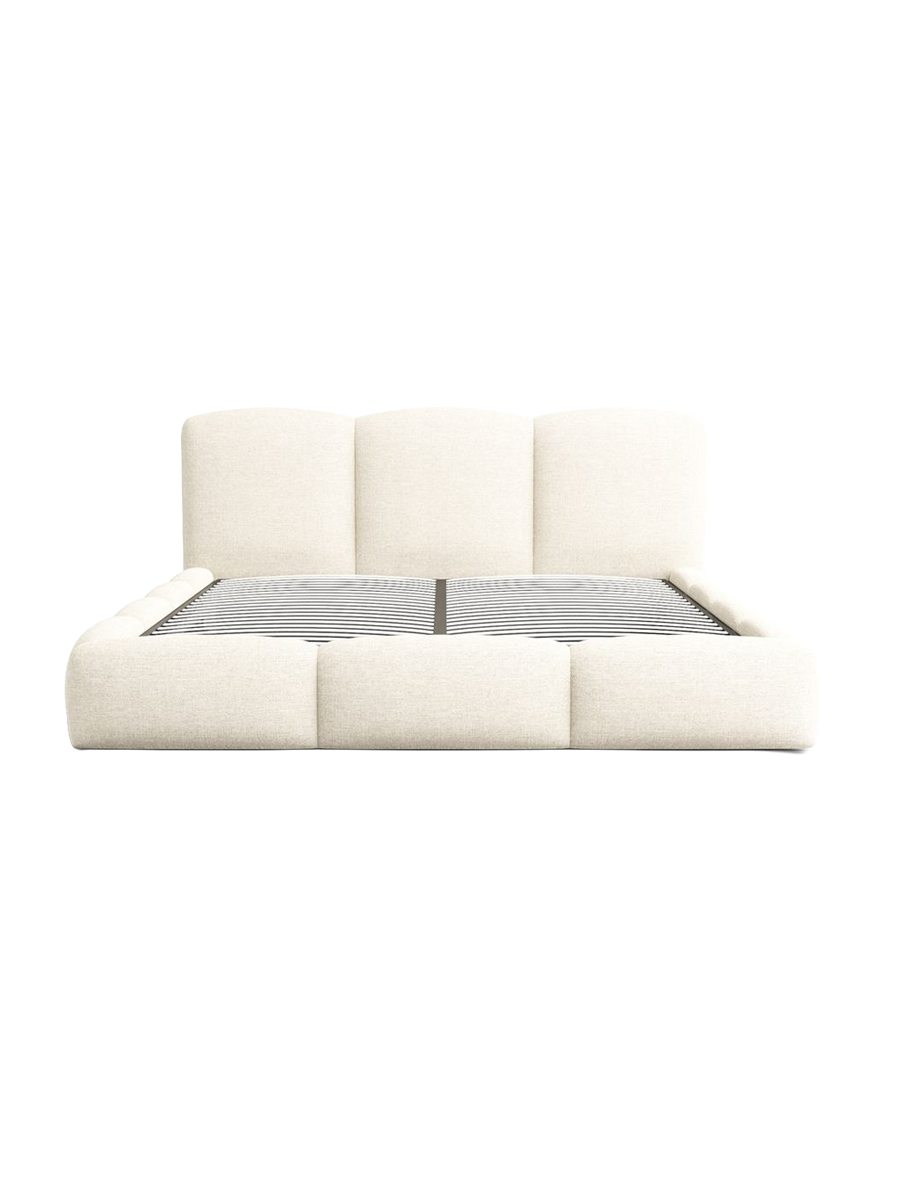 
Design Polsterbett „Elvano“ mit Ablagefach, Webstoff Cream - 140 x 200 cm