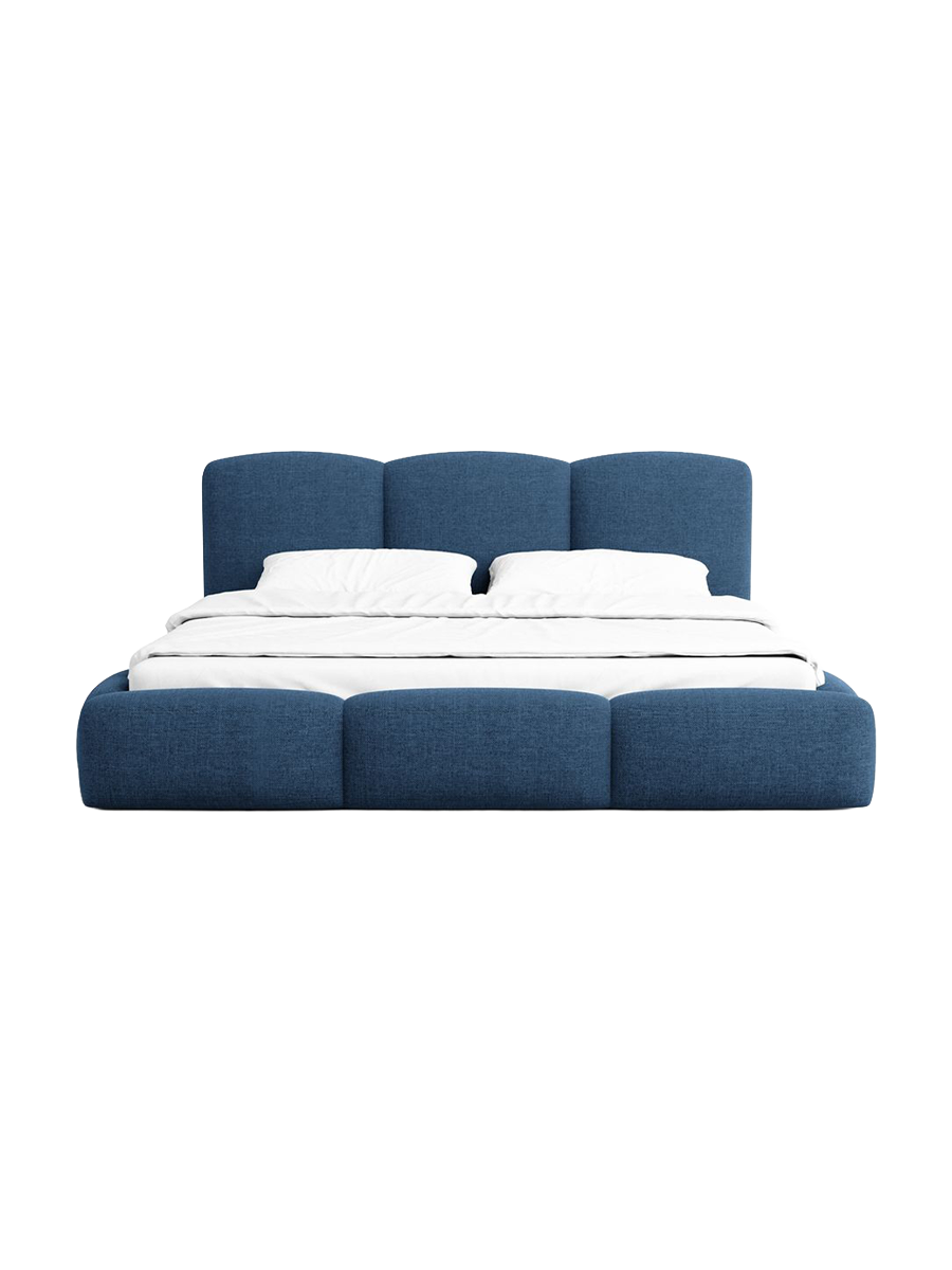 
Design Polsterbett „Elvano“ mit Ablagefach, Webstoff Dunkelblau - 140 x 200 cm