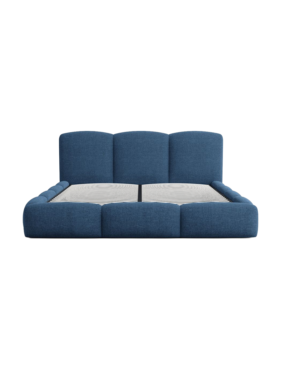 
Design Polsterbett „Elvano“ mit Ablagefach, Webstoff Dunkelblau - 140 x 200 cm