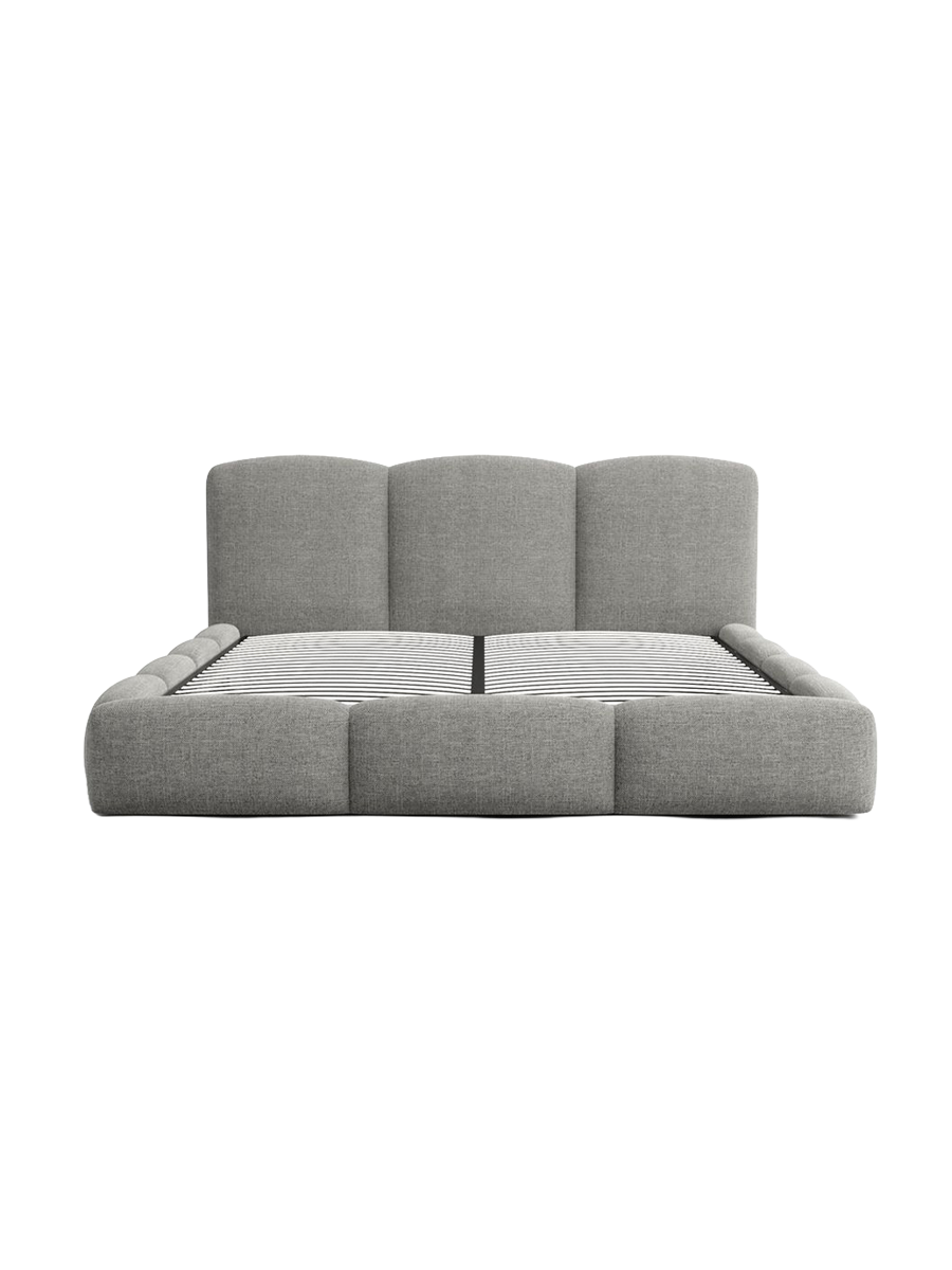 
Design Polsterbett „Elvano“ mit Ablagefach, Webstoff Grau - 140 x 200 cm