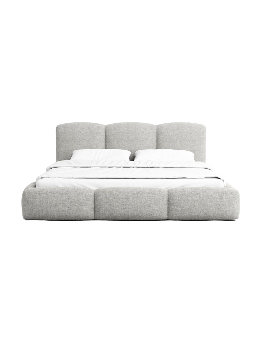
Design Polsterbett „Elvano“ mit Ablagefach, Webstoff Hellgrau - 140 x 200 cm