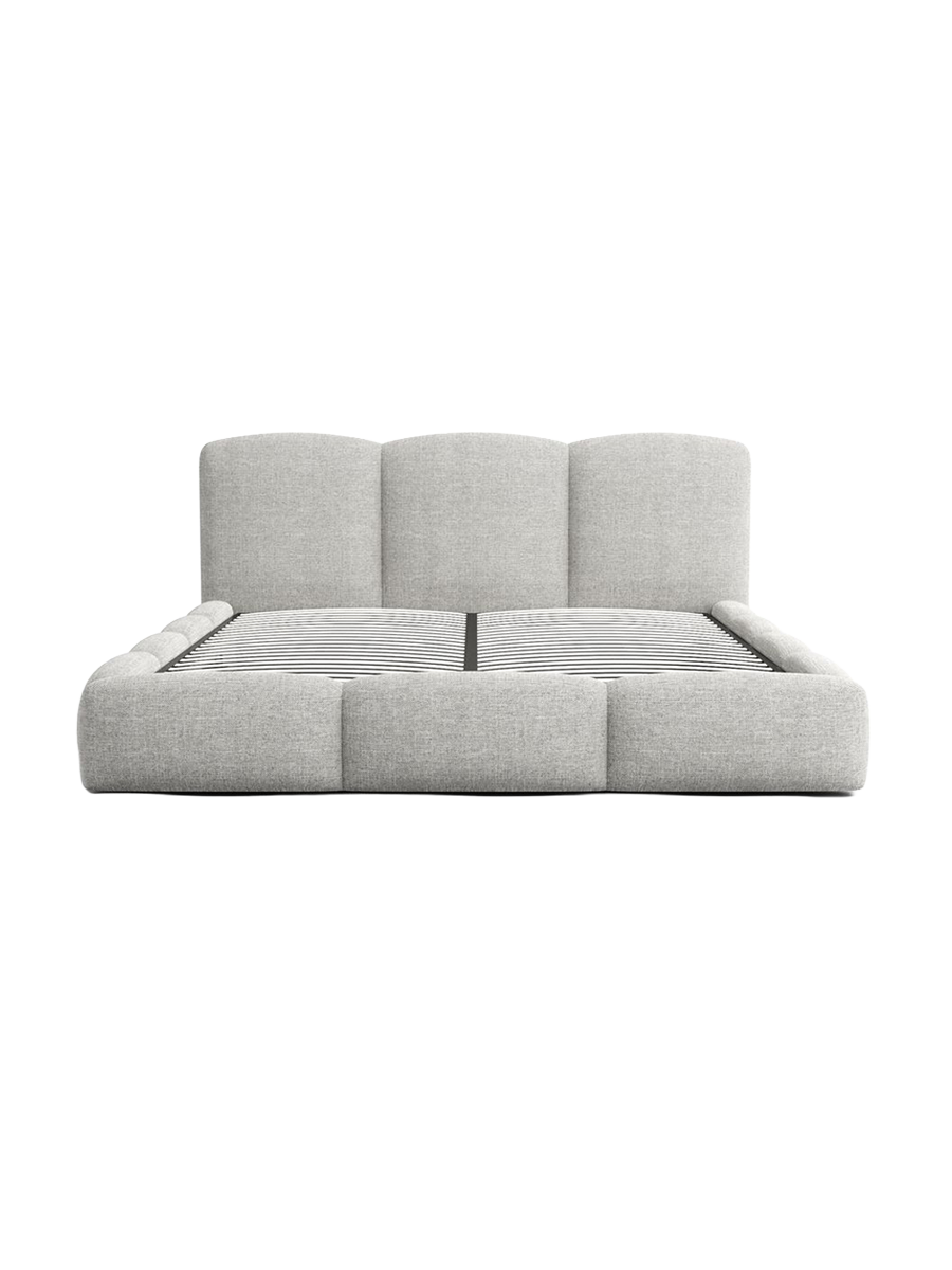 
Design Polsterbett „Elvano“ mit Ablagefach, Webstoff Hellgrau - 140 x 200 cm