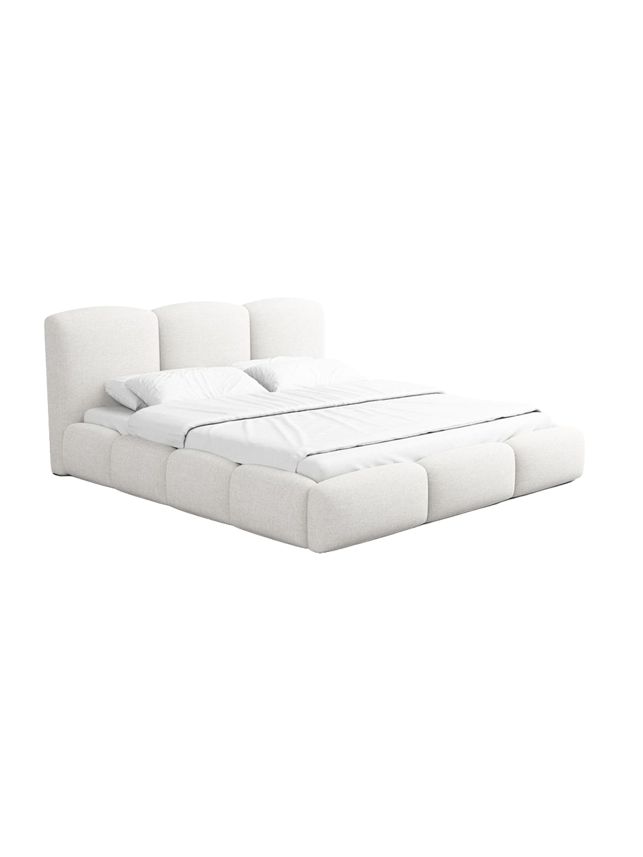 
Design Polsterbett „Elvano“ mit Ablagefach, Webstoff Weiss - 140 x 200 cm