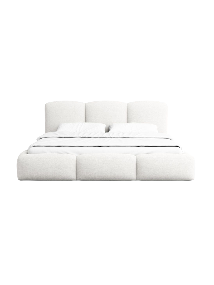 
Design Polsterbett „Elvano“ mit Ablagefach, Webstoff Weiss - 140 x 200 cm