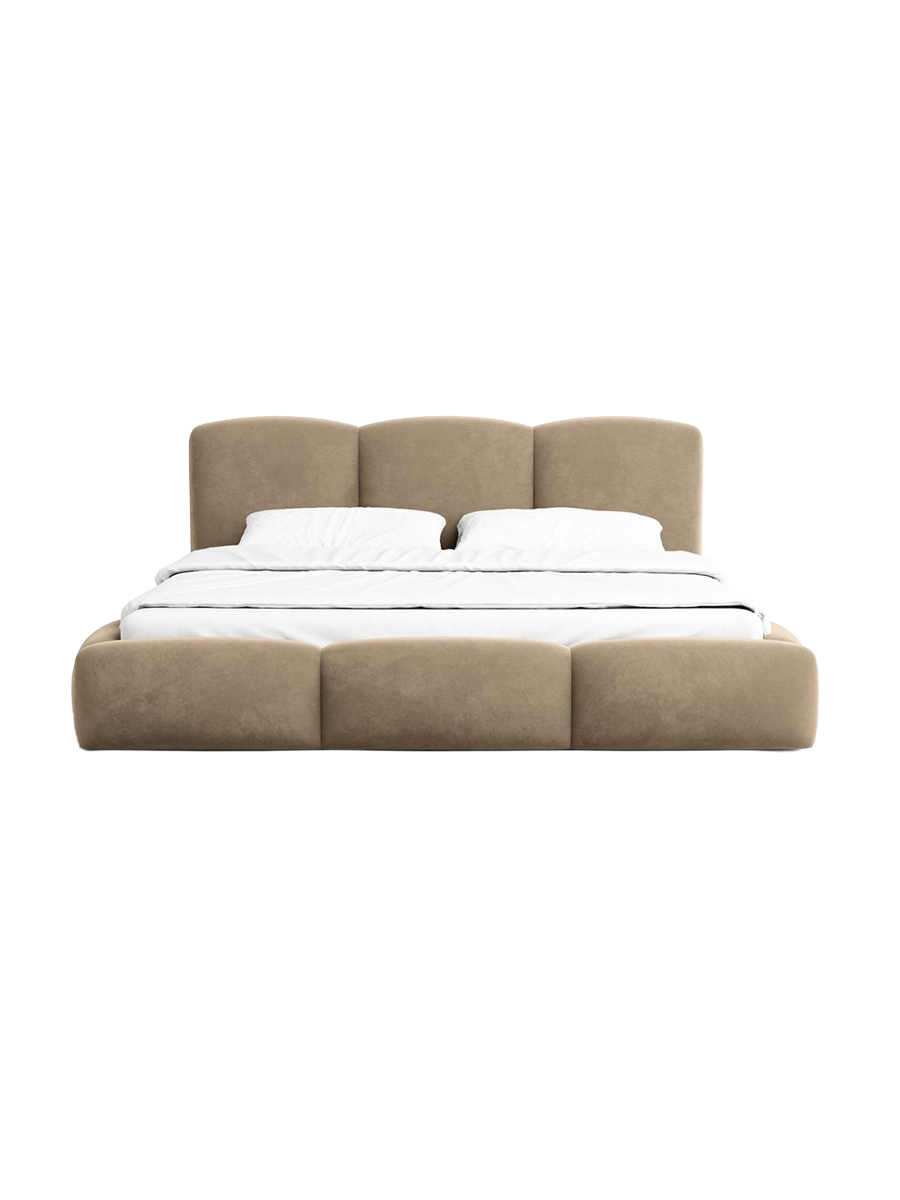 
Design Polsterbett „Elvano“ mit Ablagefach, Samt Braun - 140 x 200 cm
