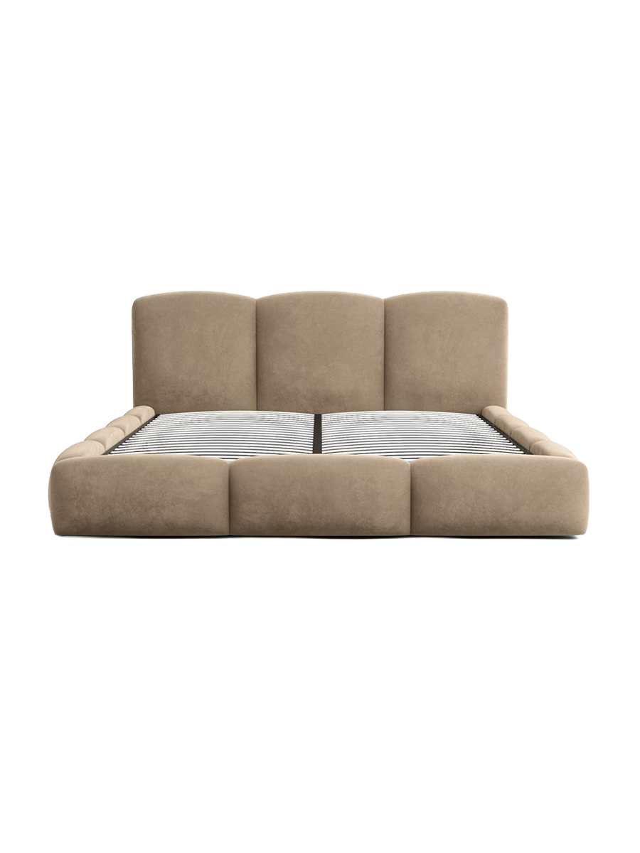 
Design Polsterbett „Elvano“ mit Ablagefach, Samt Braun - 140 x 200 cm