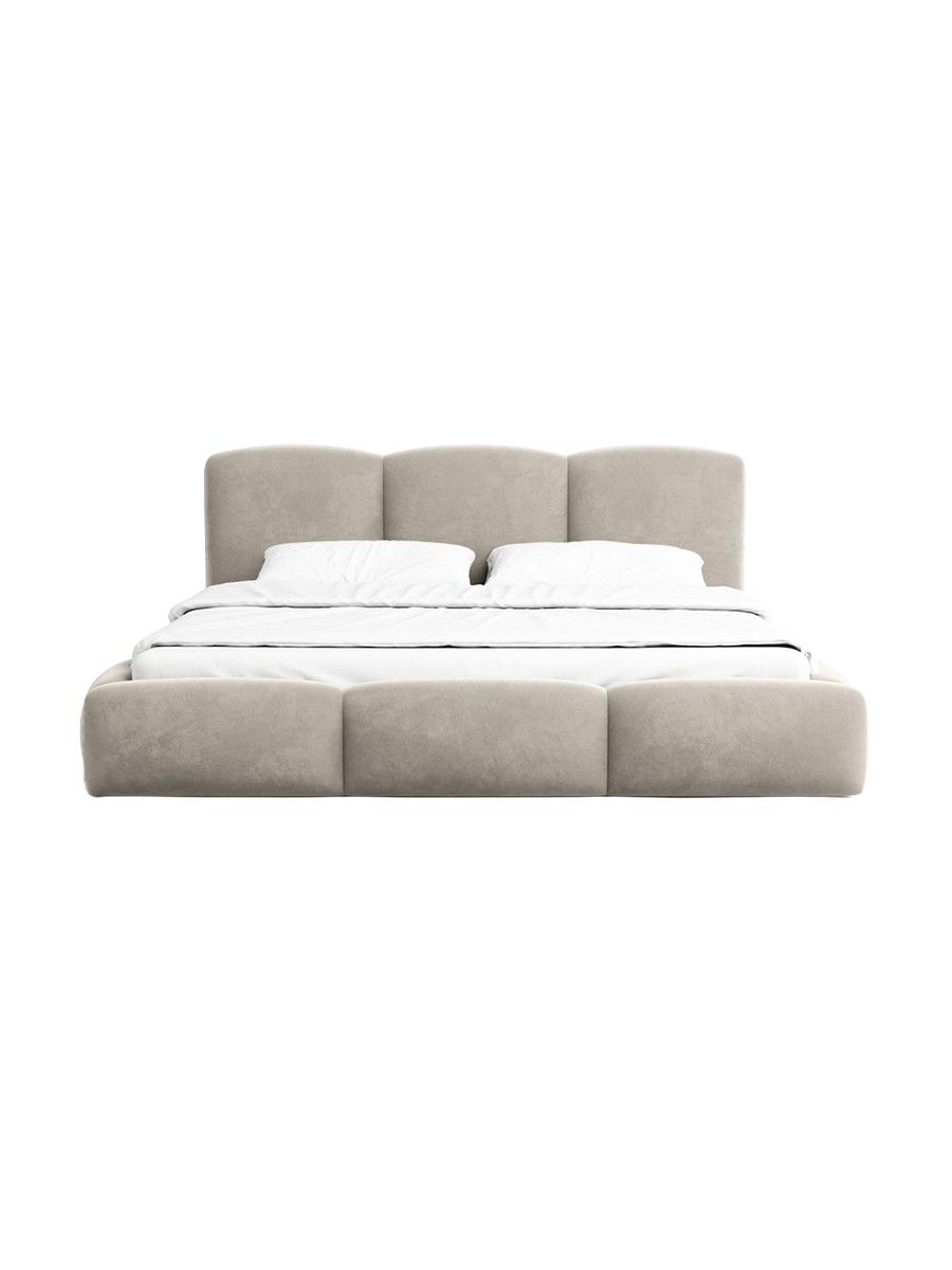 
Design Polsterbett „Elvano“ mit Ablagefach, Samt Beige dunkel - 140 x 200 cm