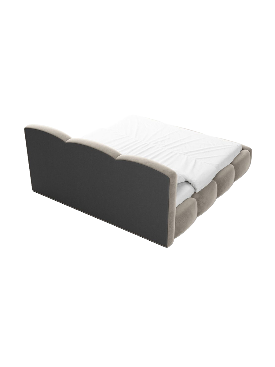 
Design Polsterbett „Elvano“ mit Ablagefach, Samt Beige dunkel - 140 x 200 cm