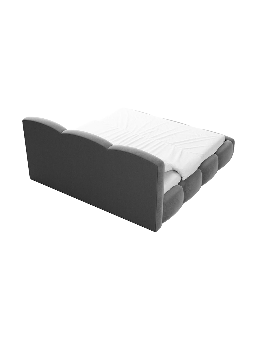 
Design Polsterbett „Elvano“ mit Ablagefach, Samt Grau - 140 x 200 cm