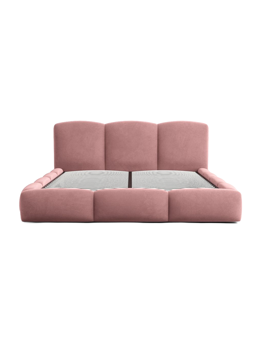 
Design Polsterbett „Elvano“ mit Ablagefach, Samt Lachsrosa - 140 x 200 cm