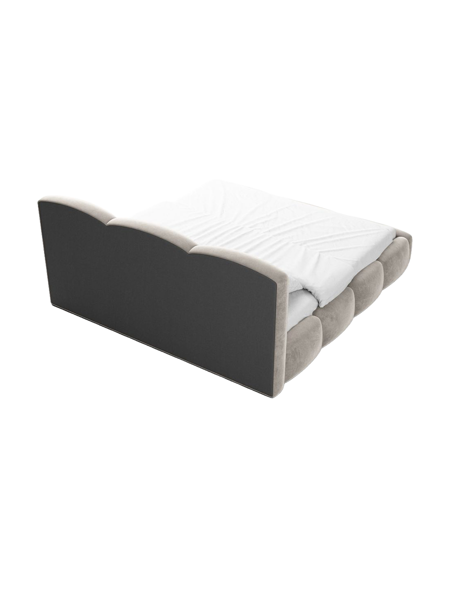 
Design Polsterbett „Elvano“ mit Ablagefach, Samt Sand - 140 x 200 cm