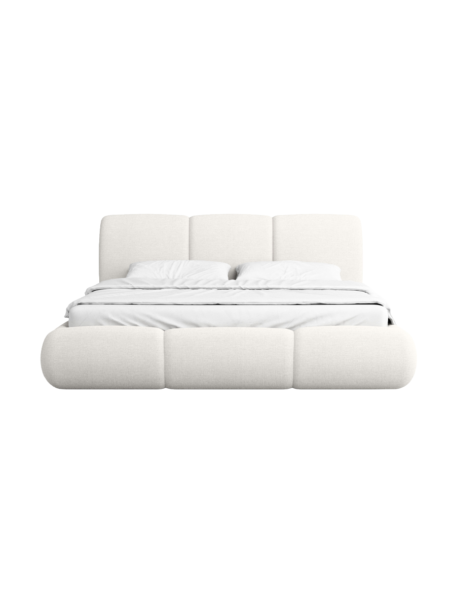 
Design Polsterbett „Elvara“ mit Ablagefach, Bouclé Weiss - 140 x 200 cm