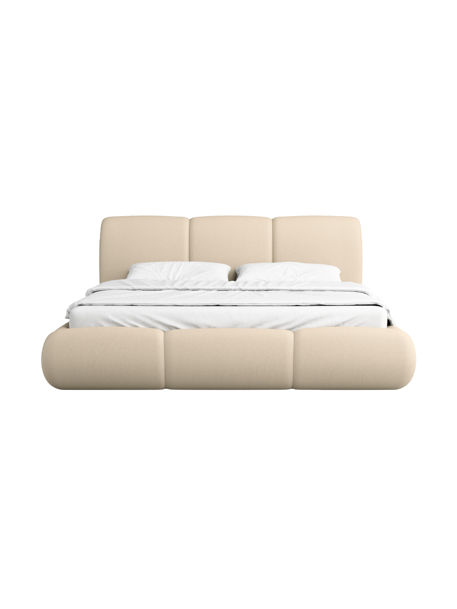 
Design Polsterbett „Elvara“ mit Ablagefach, Kunstleder Beige - 140 x 200 cm