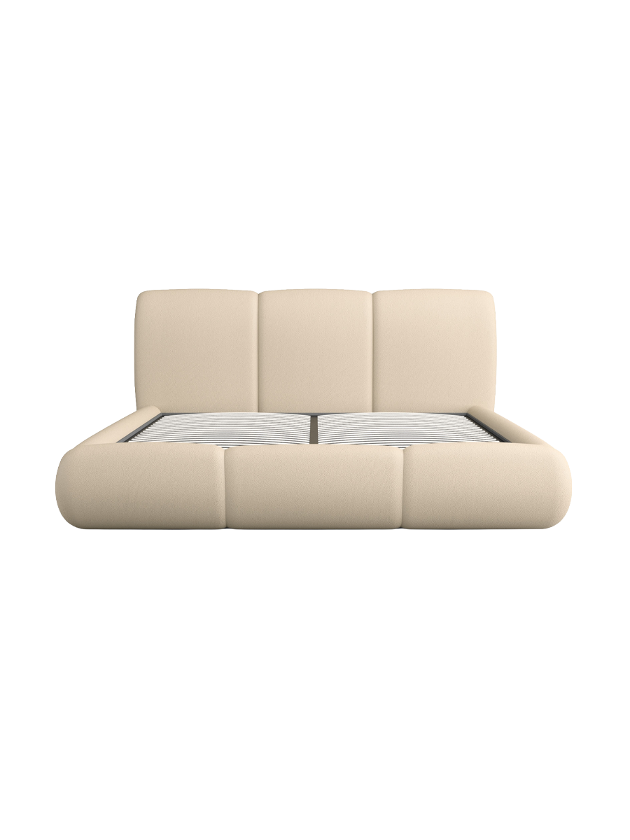 
Design Polsterbett „Elvara“ mit Ablagefach, Kunstleder Beige - 140 x 200 cm
