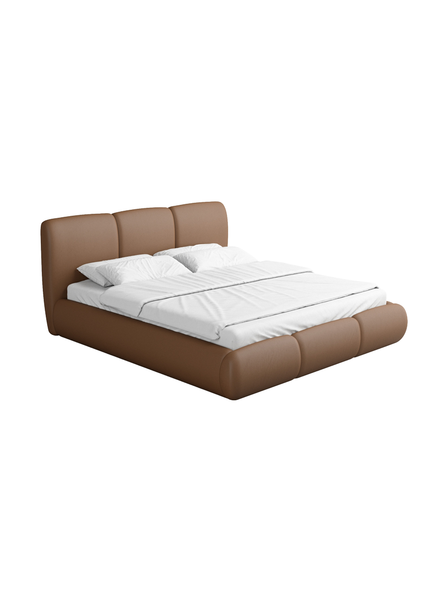 
Design Polsterbett „Elvara“ mit Ablagefach, Kunstleder Choco Brown - 140 x 200 cm