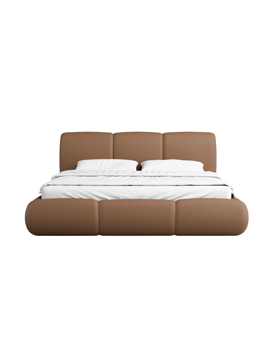 
Design Polsterbett „Elvara“ mit Ablagefach, Kunstleder Choco Brown - 140 x 200 cm