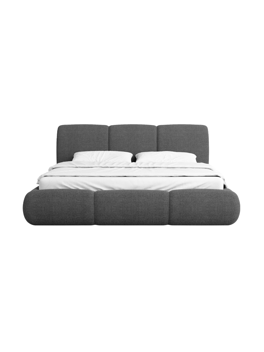 
Design Polsterbett „Elvara“ mit Ablagefach, Webstoff Anthrazit - 140 x 200 cm
