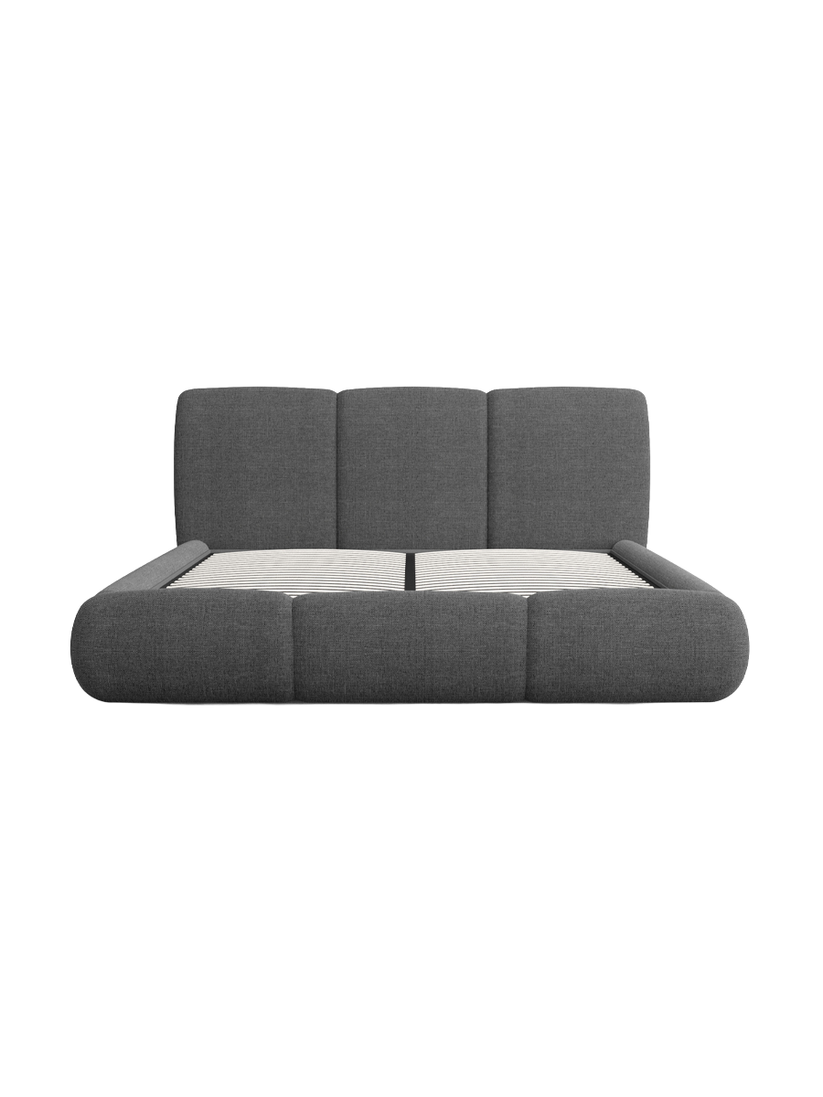 
Design Polsterbett „Elvara“ mit Ablagefach, Webstoff Anthrazit - 140 x 200 cm