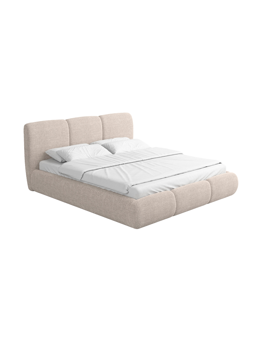 
Design Polsterbett „Elvara“ mit Ablagefach, Webstoff Beige - 140 x 200 cm