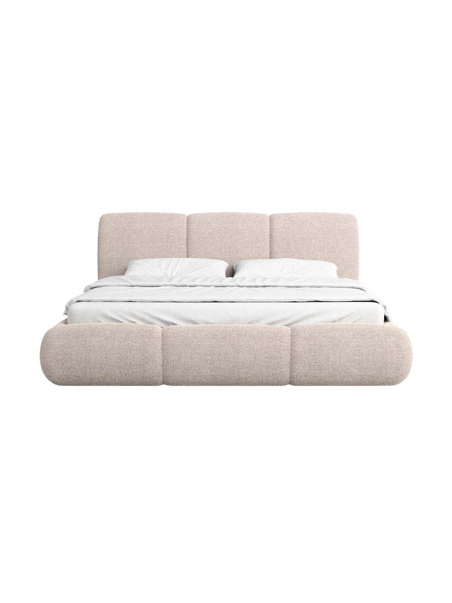 
Design Polsterbett „Elvara“ mit Ablagefach, Webstoff Beige - 140 x 200 cm