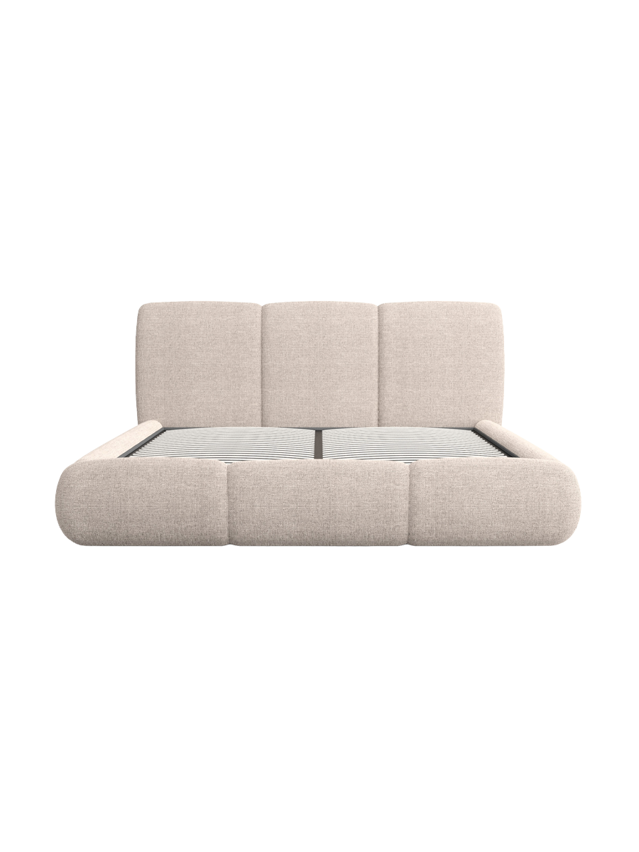 
Design Polsterbett „Elvara“ mit Ablagefach, Webstoff Beige - 140 x 200 cm