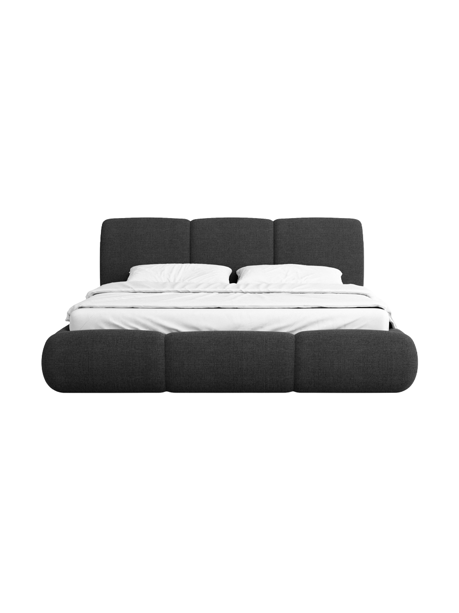 
Design Polsterbett „Elvara“ mit Ablagefach, Webstoff Schwarz - 140 x 200 cm