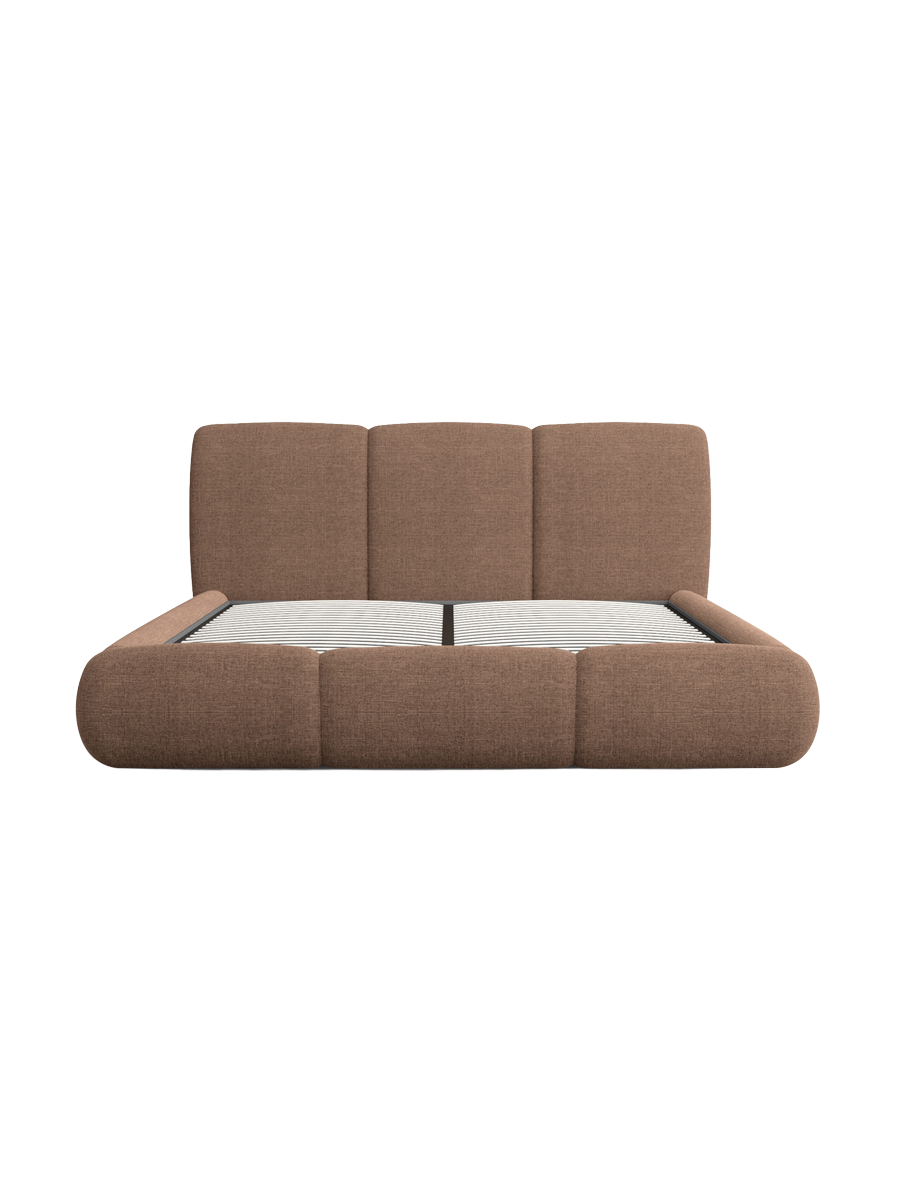 
Design Polsterbett „Elvara“ mit Ablagefach, Webstoff Braun - 140 x 200 cm