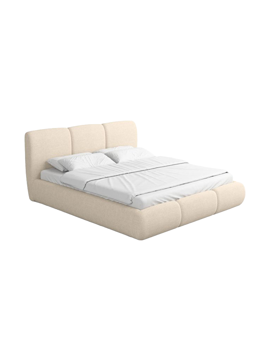 
Design Polsterbett „Elvara“ mit Ablagefach, Webstoff Cream - 140 x 200 cm