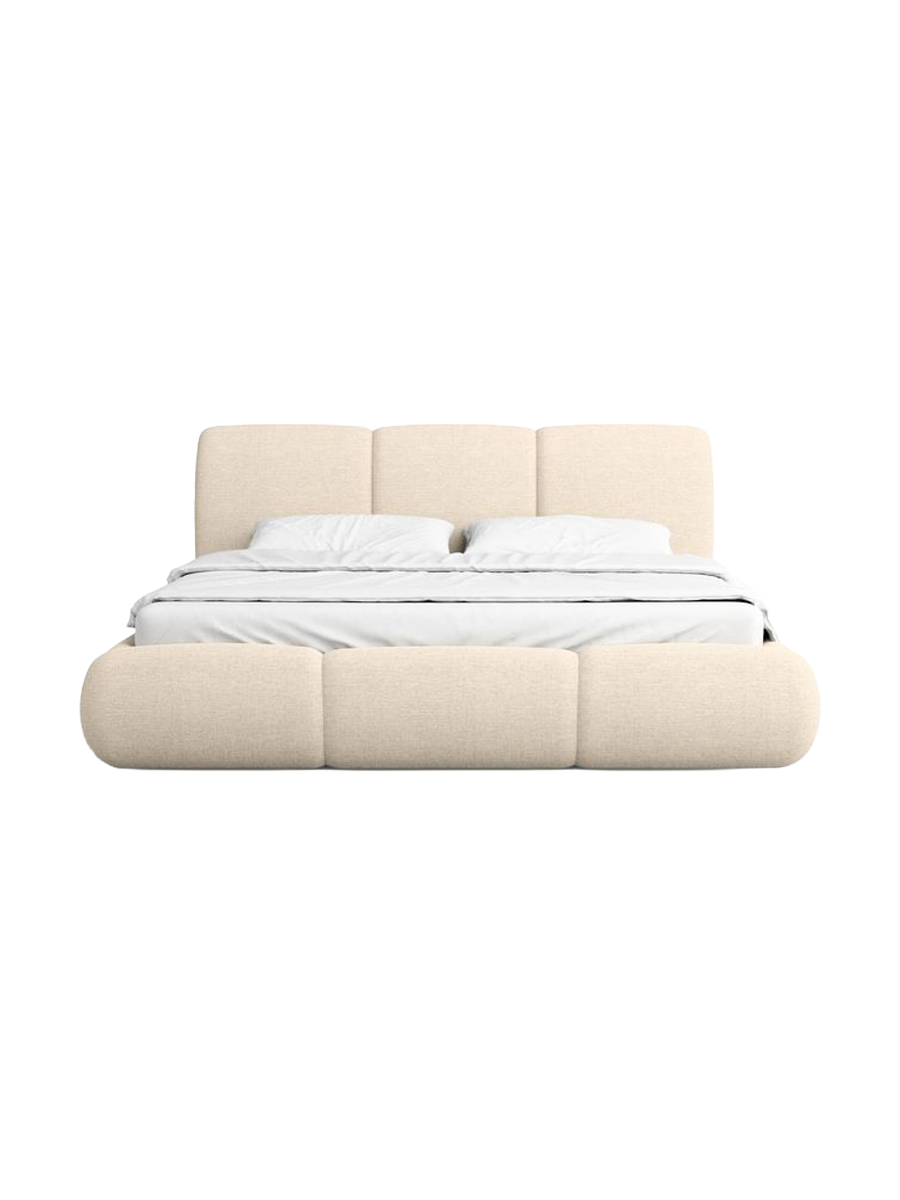 
Design Polsterbett „Elvara“ mit Ablagefach, Webstoff Cream - 140 x 200 cm