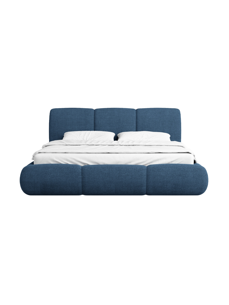 
Design Polsterbett „Elvara“ mit Ablagefach, Webstoff Dunkelblau - 140 x 200 cm