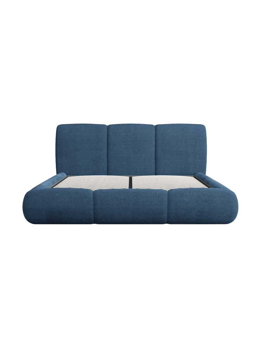 
Design Polsterbett „Elvara“ mit Ablagefach, Webstoff Dunkelblau - 140 x 200 cm
