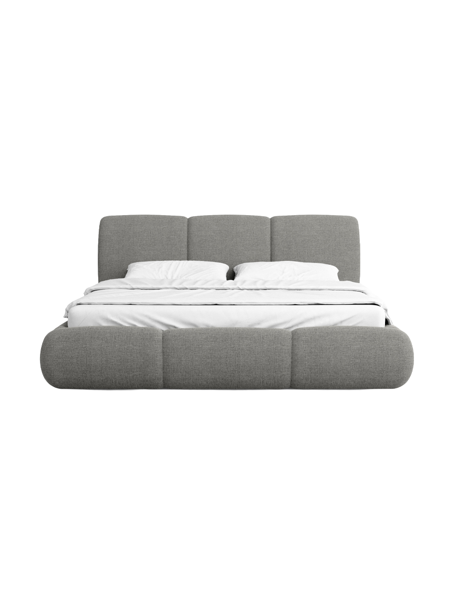 
Design Polsterbett „Elvara“ mit Ablagefach, Webstoff Grau - 140 x 200 cm