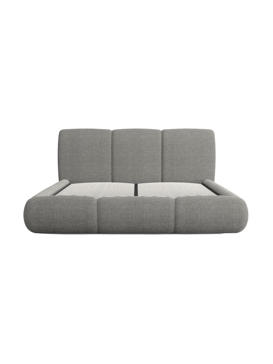 
Design Polsterbett „Elvara“ mit Ablagefach, Webstoff Grau - 140 x 200 cm