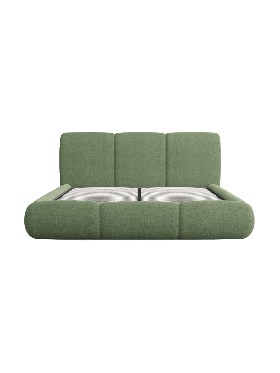 
Design Polsterbett „Elvara“ mit Ablagefach, Webstoff Grün - 140 x 200 cm