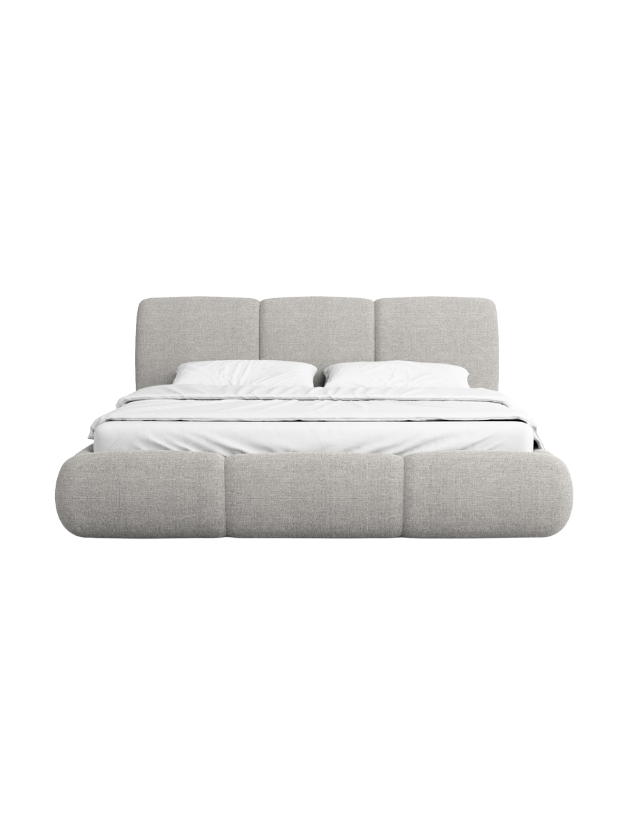 
Design Polsterbett „Elvara“ mit Ablagefach, Webstoff Hellgrau - 140 x 200 cm
