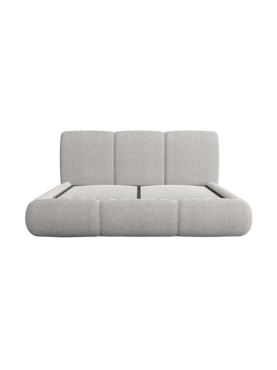 
Design Polsterbett „Elvara“ mit Ablagefach, Webstoff Hellgrau - 140 x 200 cm