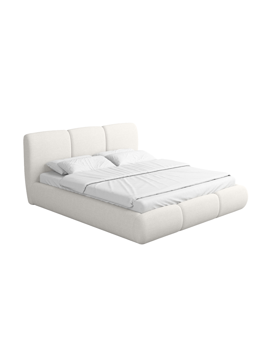 
Design Polsterbett „Elvara“ mit Ablagefach, Webstoff Weiss - 140 x 200 cm