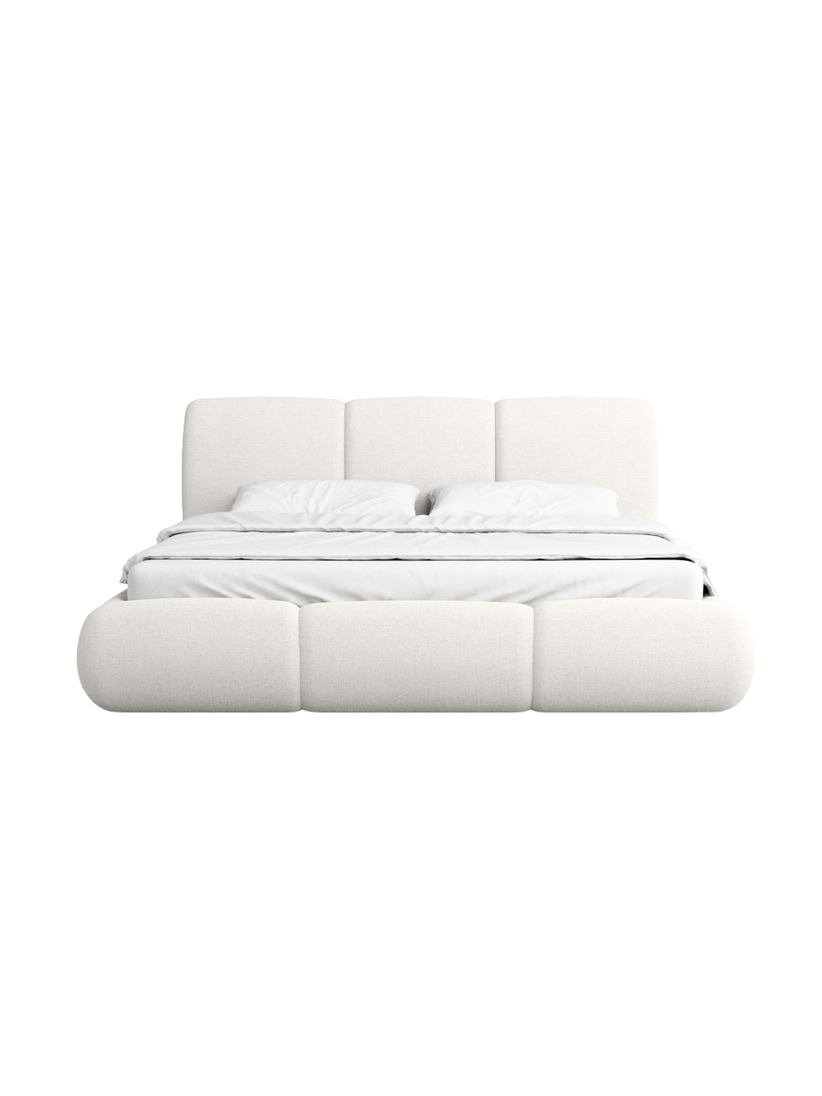 
Design Polsterbett „Elvara“ mit Ablagefach, Webstoff Weiss - 140 x 200 cm