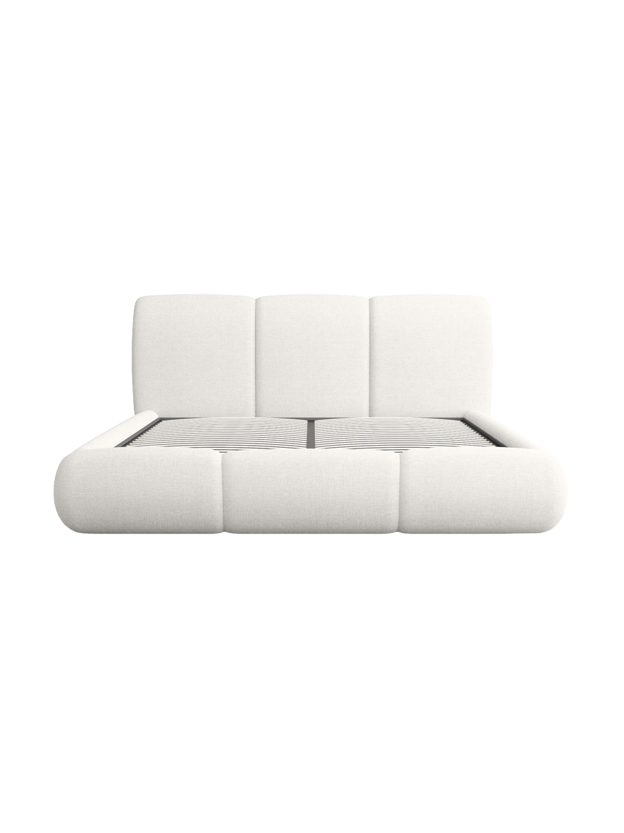 
Design Polsterbett „Elvara“ mit Ablagefach, Webstoff Weiss - 140 x 200 cm