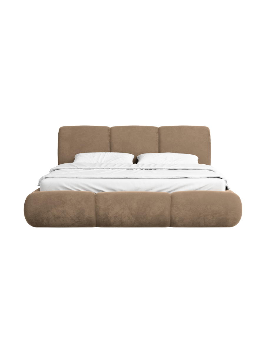 
Design Polsterbett „Elvara“ mit Ablagefach, Samt Braun - 140 x 200 cm