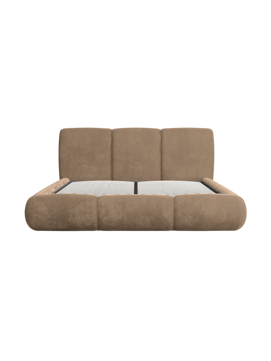 
Design Polsterbett „Elvara“ mit Ablagefach, Samt Braun - 140 x 200 cm